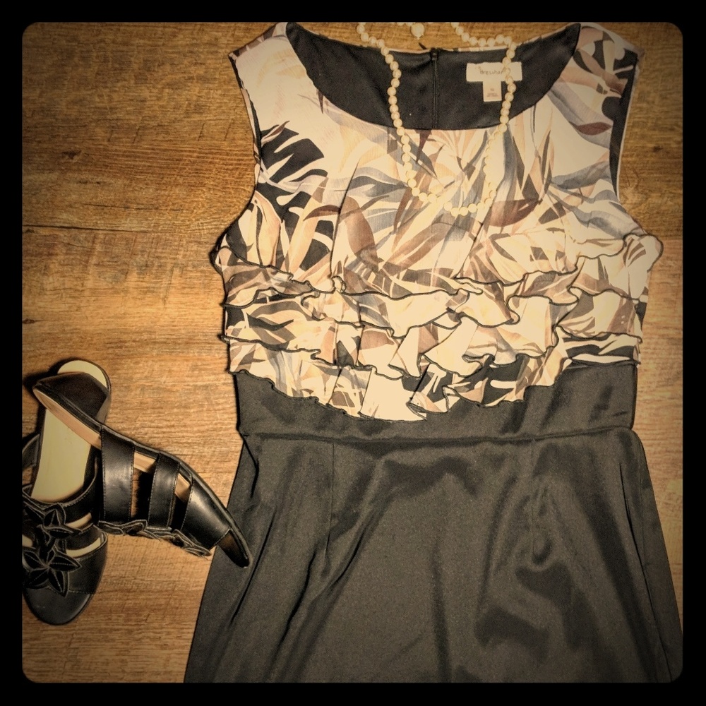 Dress Barn Brown/Black Ruffled Sheath Dress